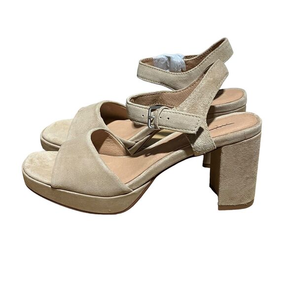 Madewell  Chunky Platform Sandals 6 Beige Suede Strappy Block Heel Retro Y2K - Picture 8 of 11